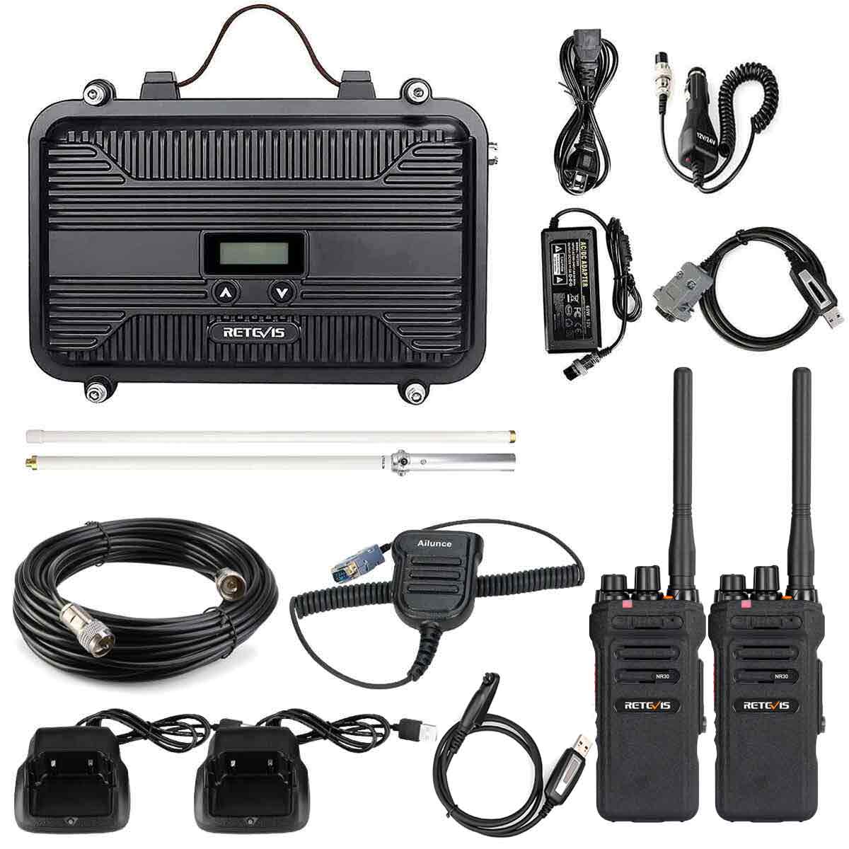 Retevis RT97S GMRS Repeater with 2 Pack NR30 Long Range GMRS Radio Bundle