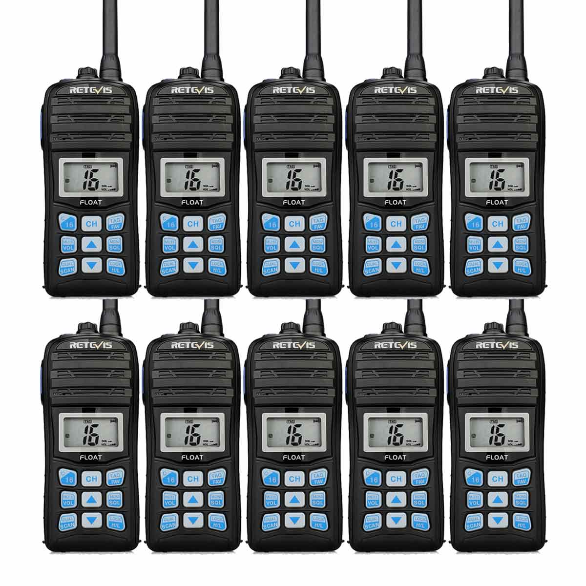 Retevis RT55 5W Floating Handheld VHF Marine Radio (10 Pack)
