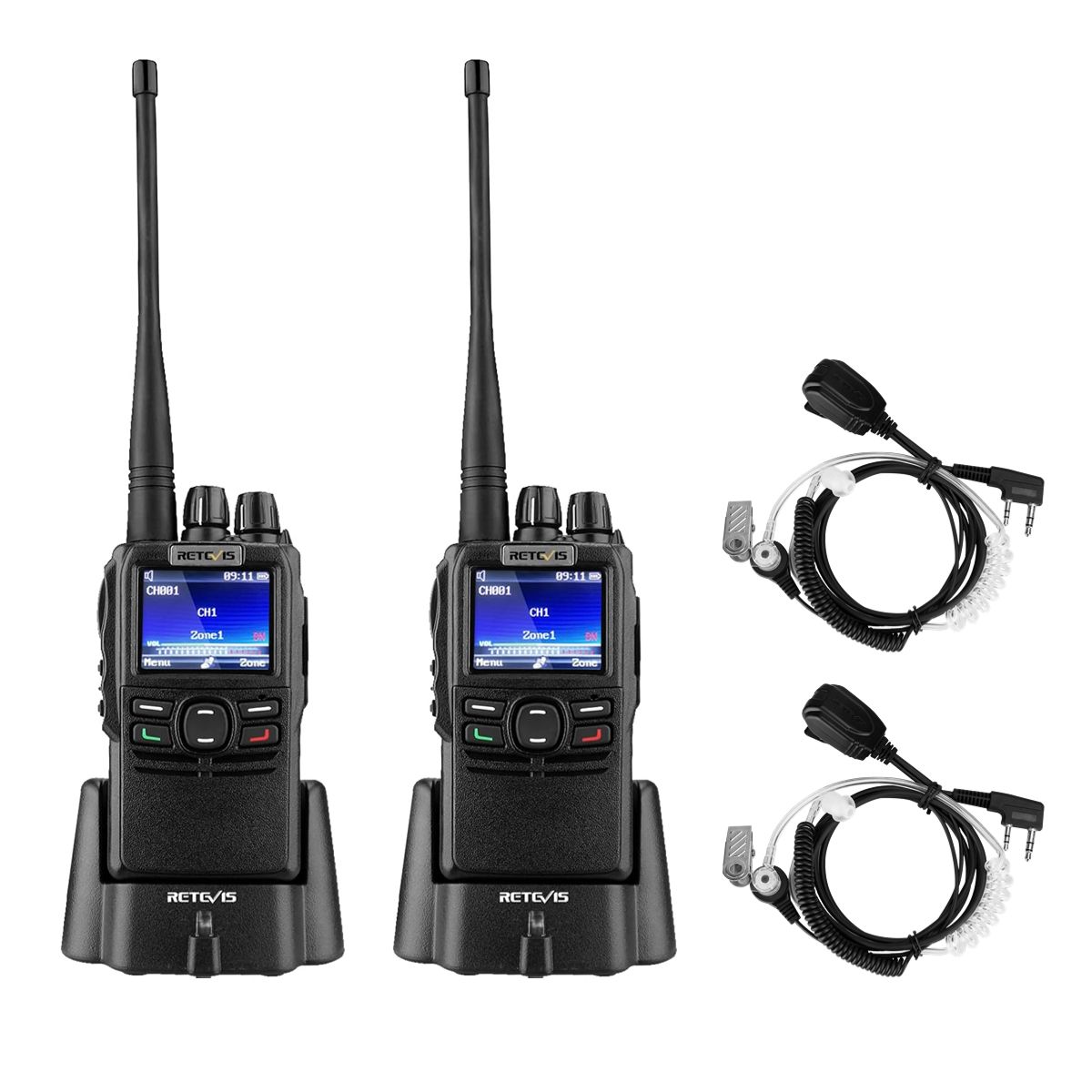 Retevis RB22 5W Half-Keypad Small DMR Radio with Earpiece Bundle (2 Pack)