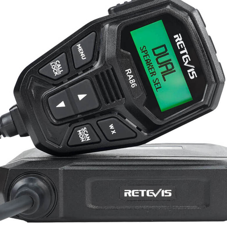 RA86 20W Compact GMRS Mobile Two Way Radio with Integrated Microphone for Off-road and tractor