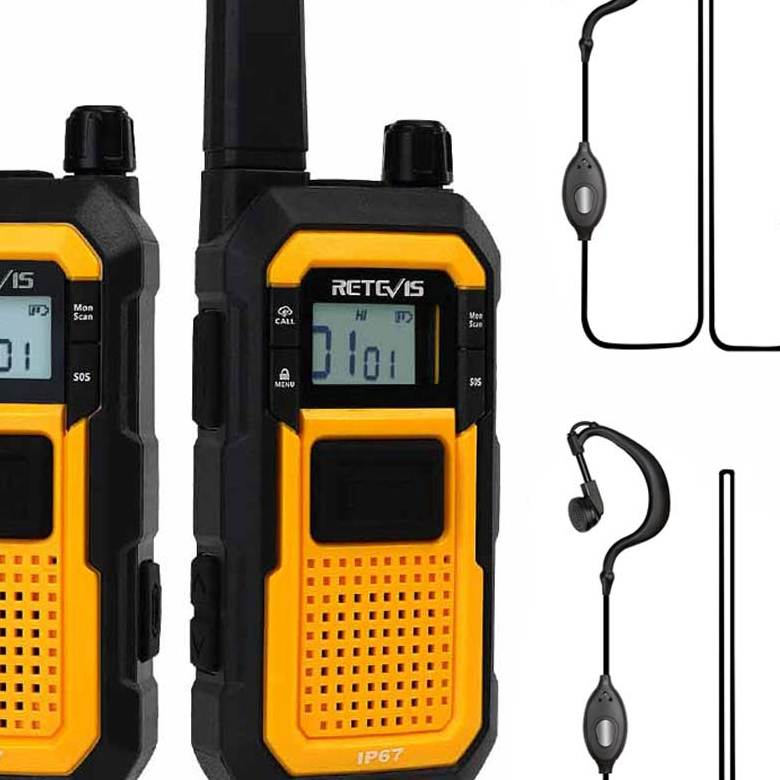 Retevis RB48 FRS Heavy Duty Radio with Headset | License-Free | IP67 Waterproof | 2000 mAh Battery | USB-C Charging | NOAA Channels