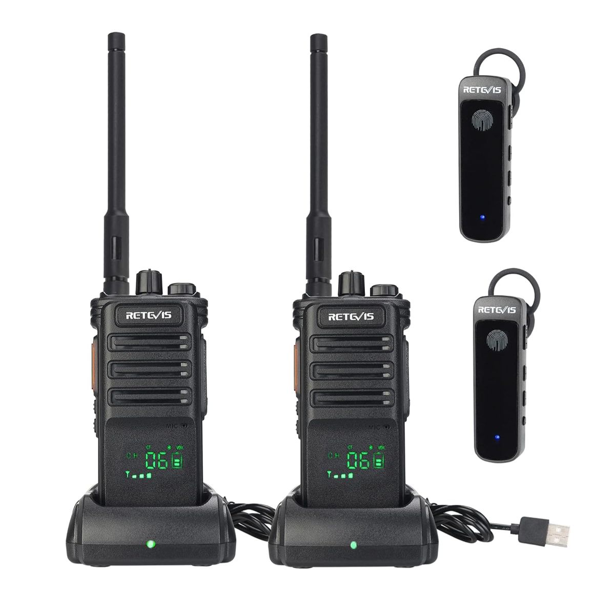 RB689 High Power Bluetooth-Compatible Long-Range Walkie Talkies 2pack