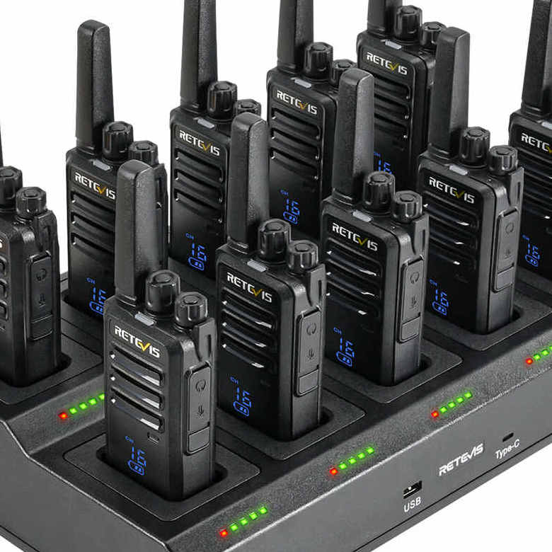 Retevis RT668H PMR446 Radio 10 Packs with 10-Way Charger | License-Free | Hidden Display | Rugged Design | Type-C Charging | Long Battery Life