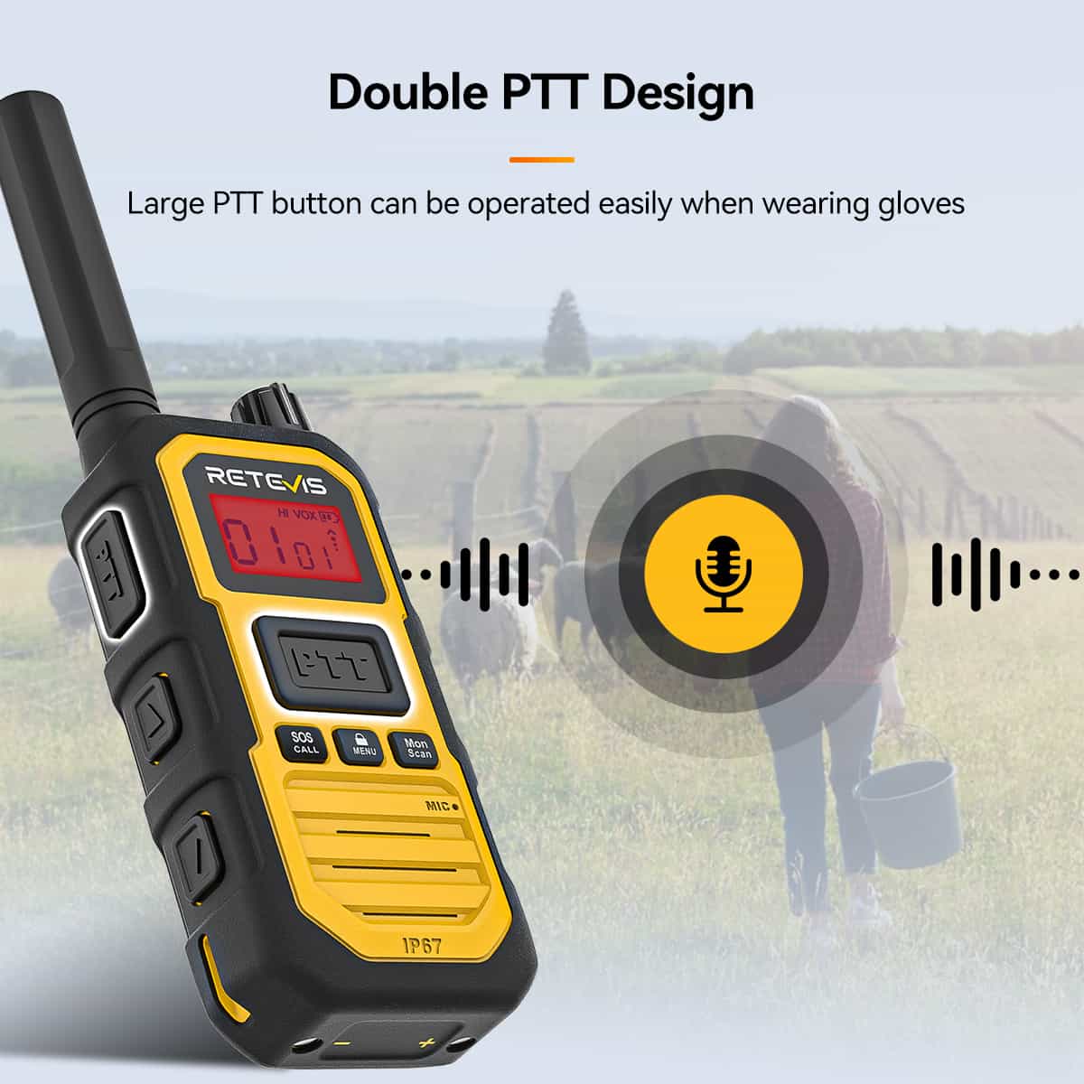Retevis RB648P UHF Advanced Triple Proof Heavy Duty Two Way Radio 5pack