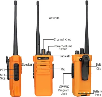 RT29 UHF Long Range Heavy-Duty Walkie Talkies with IP67 Speaker Mic 4pack