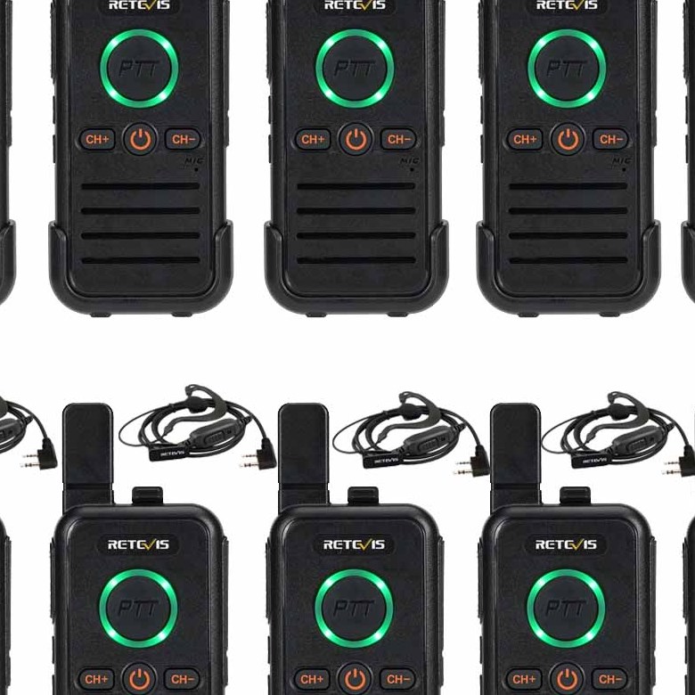 Retevis RB45 FRS Radio 10 Packs with Earpieces | License-Free | USB-C Charging | Dual PTT | VOX | Emergency Alarm