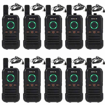 Retevis RB645 PMR446 Radio 10 Packs with Earpieces | License-Free | Dual PTT | Channel Lock | USB-C Charging | VOX Hands-Free