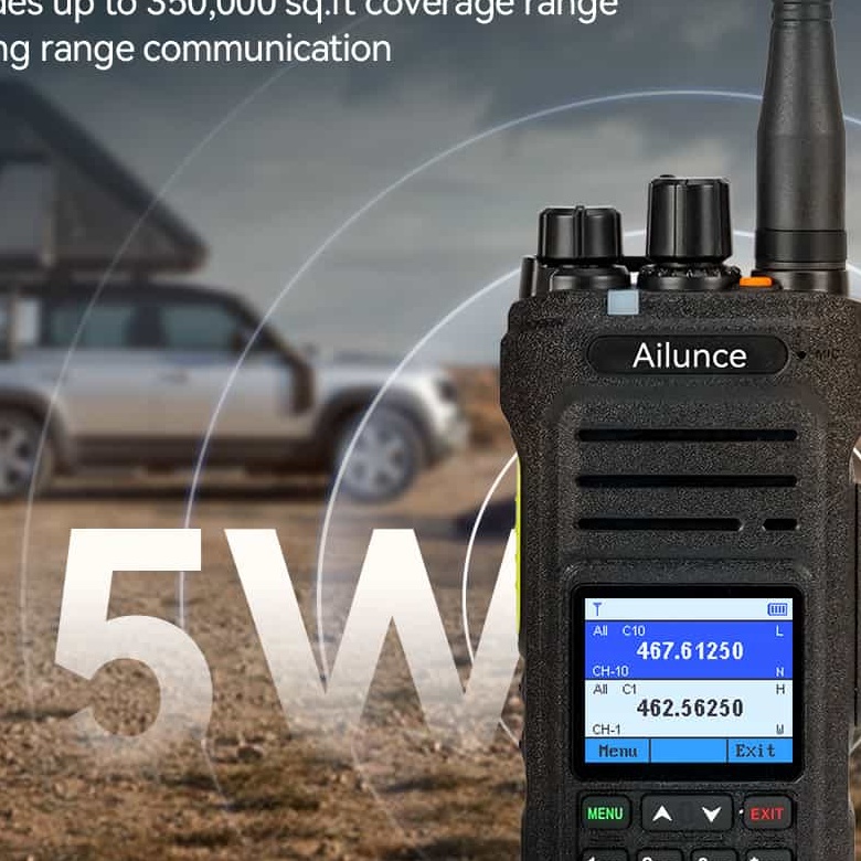Ailunce HA1G GMRS Handheld Radio - IP67 Waterproof, 256 Channels, 2800mAh High-Capacity, Durable Two-Way Radio