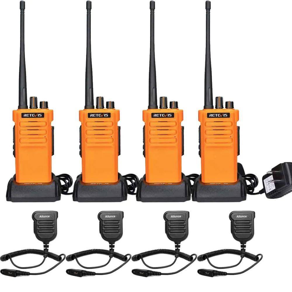 RT29 UHF Long Range Heavy-Duty Walkie Talkies with IP67 Speaker Mic 4pack