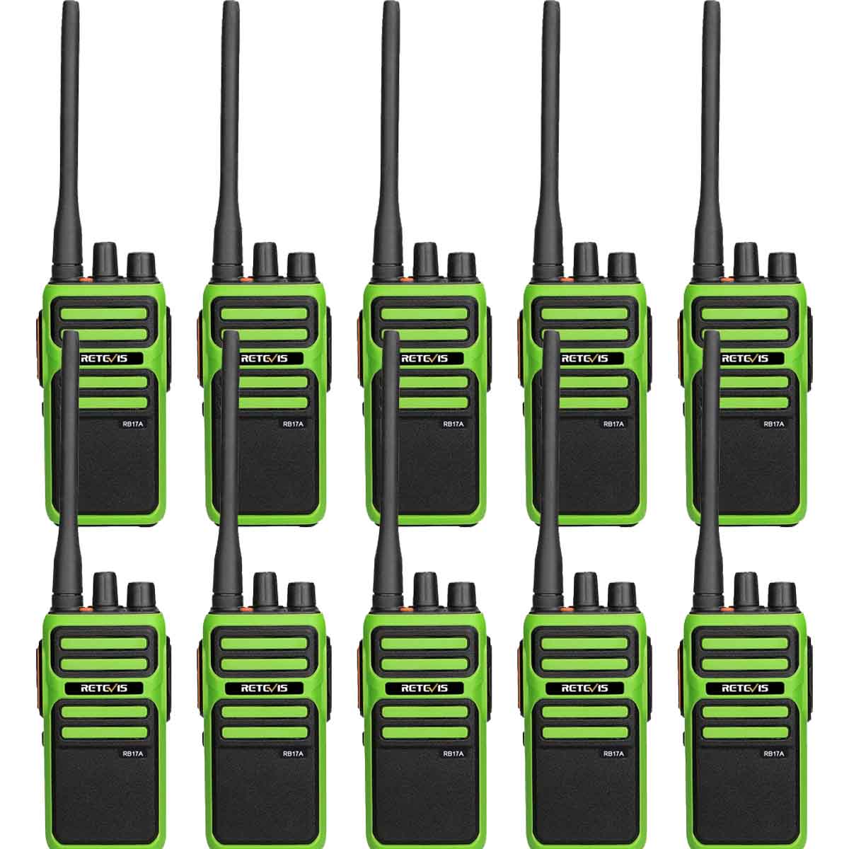 RB17A GMRS Rechargeable Two Way Radios Durable Walkie Talkie 10Pack