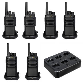 Retevis NR10 FRS Radio 6 Packs with Six-Unit Charger | License-Free | Noise Reduction | 1200mAh Battery | Multi-charging Methods | VOX