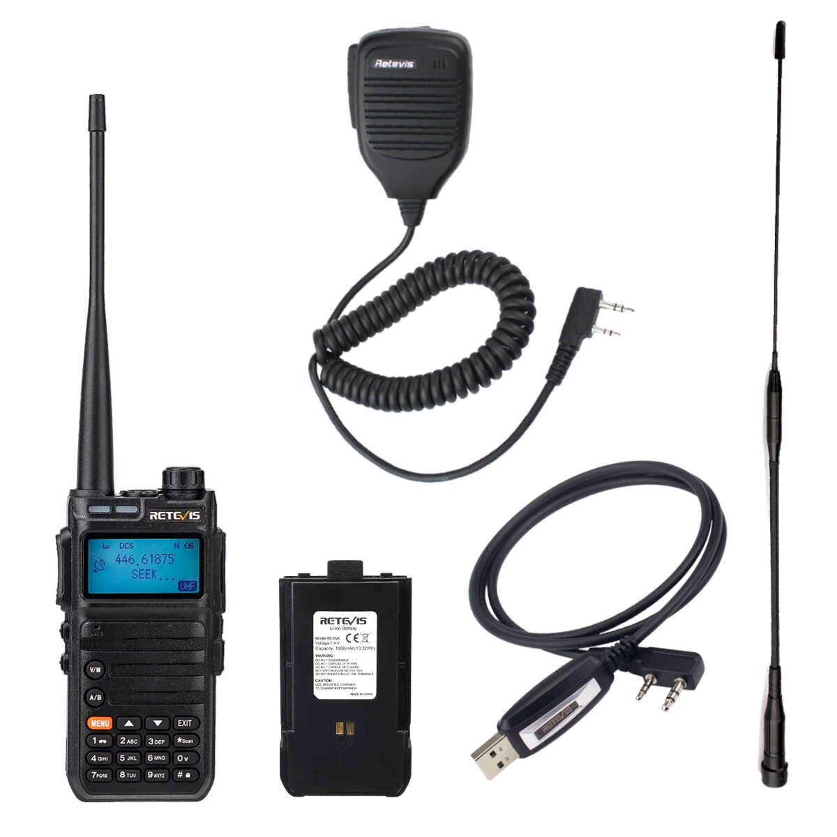 RA685 Radio/Long Antenna/Speaker Mic/Cable/Spare Battery Bundle