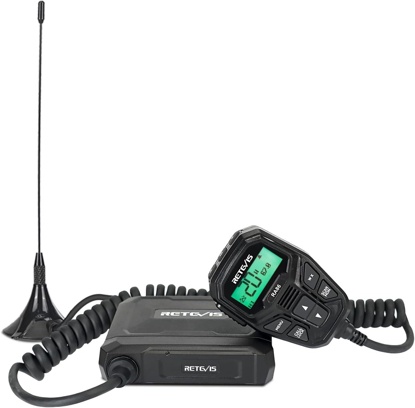 Retevis RA86 GMRS Mobile Two Way Radio with Integrated Microphone and Programming Cable