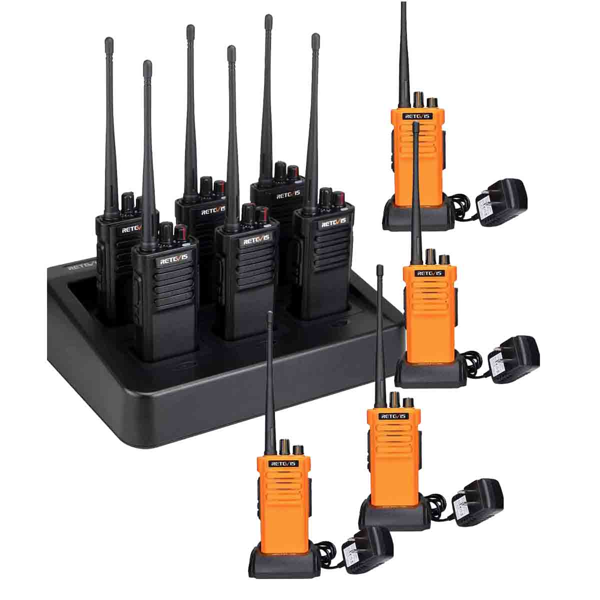 RT29 Long Range 3200mAh Heavy Duty Radio 10Pack with Six-Way Charger
