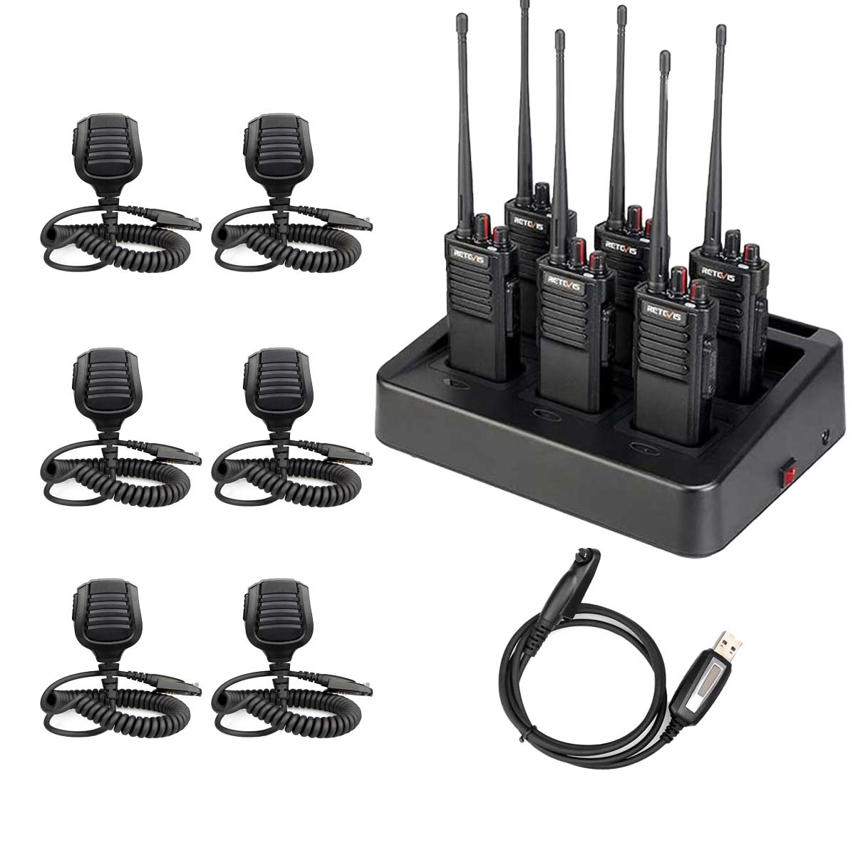 Retevis RT29 UHF Long Range Waterproof Radio with IP54 Speaker Mic 6pack