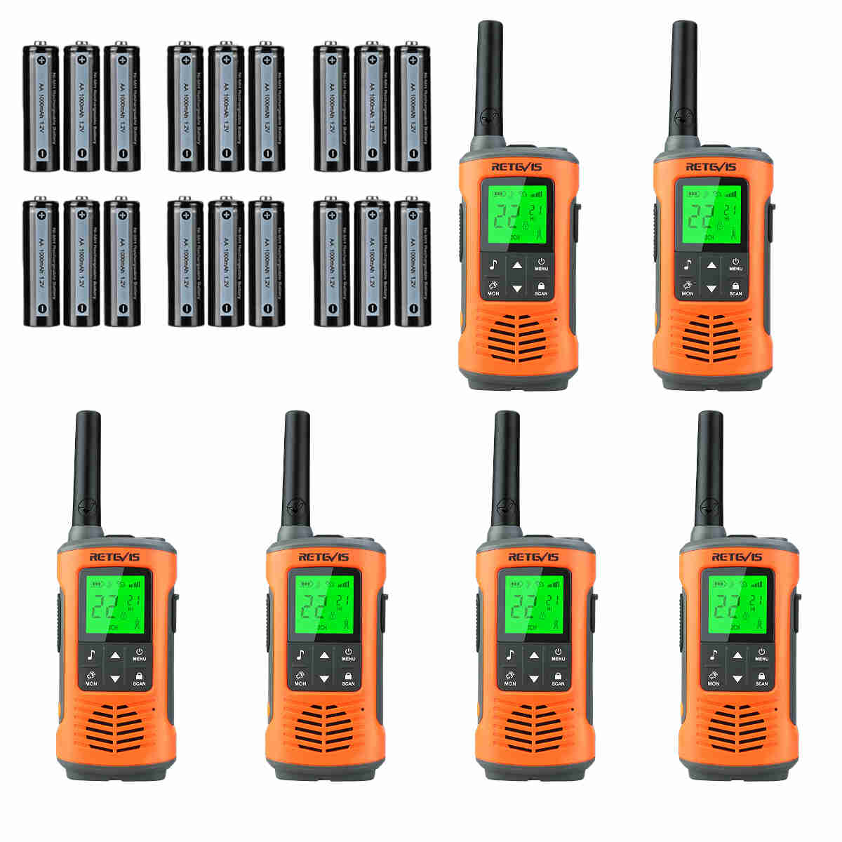 Retevis RT45P 22-Channel FRS Waterproof Walkie Talkie (6 Pack)