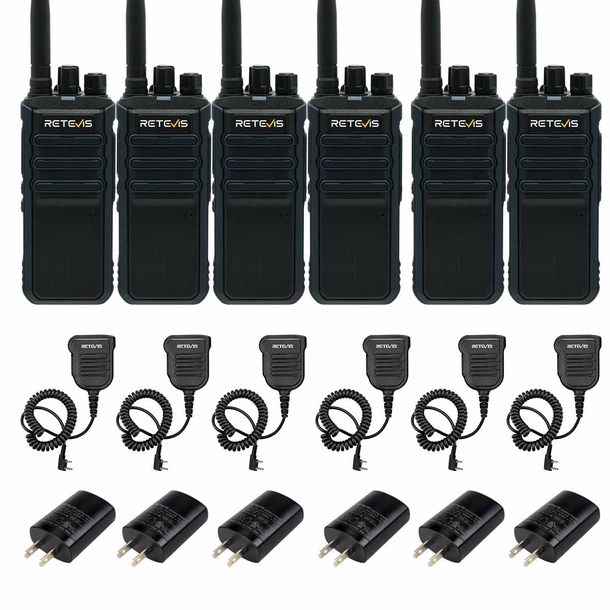 Retevis RT86A High Power Long Distance Handheld Business Radio with Mics 6Pack