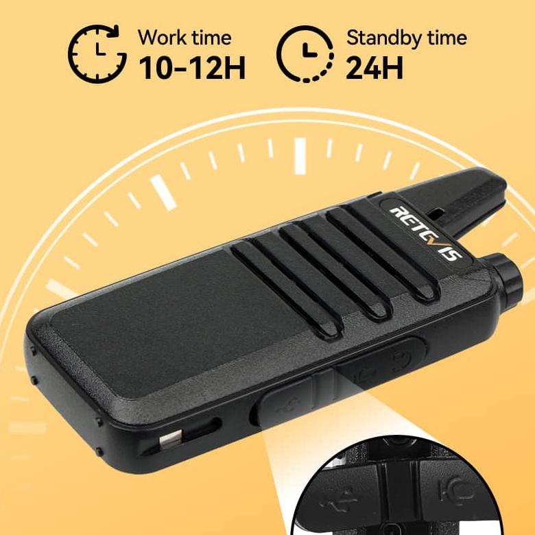 Retevis RT22 FRS Radio | License-Free | USB-C Charging | 1000mAh Li-ion Battery | Lightweight | VOX | Emergency Alert