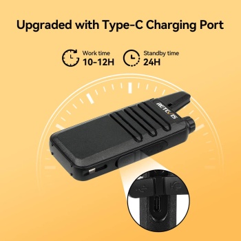 Retevis RT22 FRS Radio | License-Free | USB-C Charging | 1000mAh Li-ion Battery | Lightweight | VOX | Emergency Alert