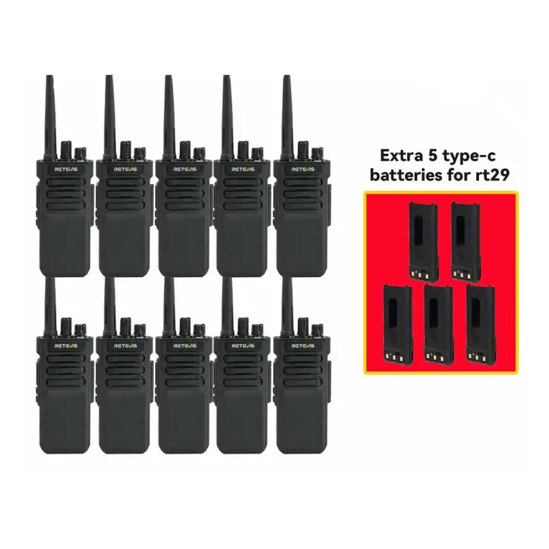Retevis RT29 Long Distance Business Radio 10Pack with 5 Extra Type-C Batteries
