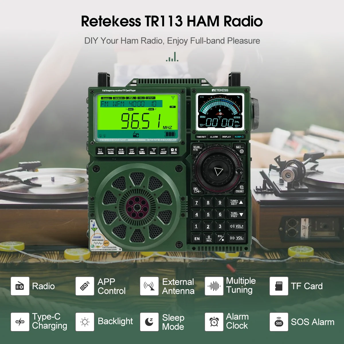 TR113 Full-band HAM Radio with APP Control, TF and More