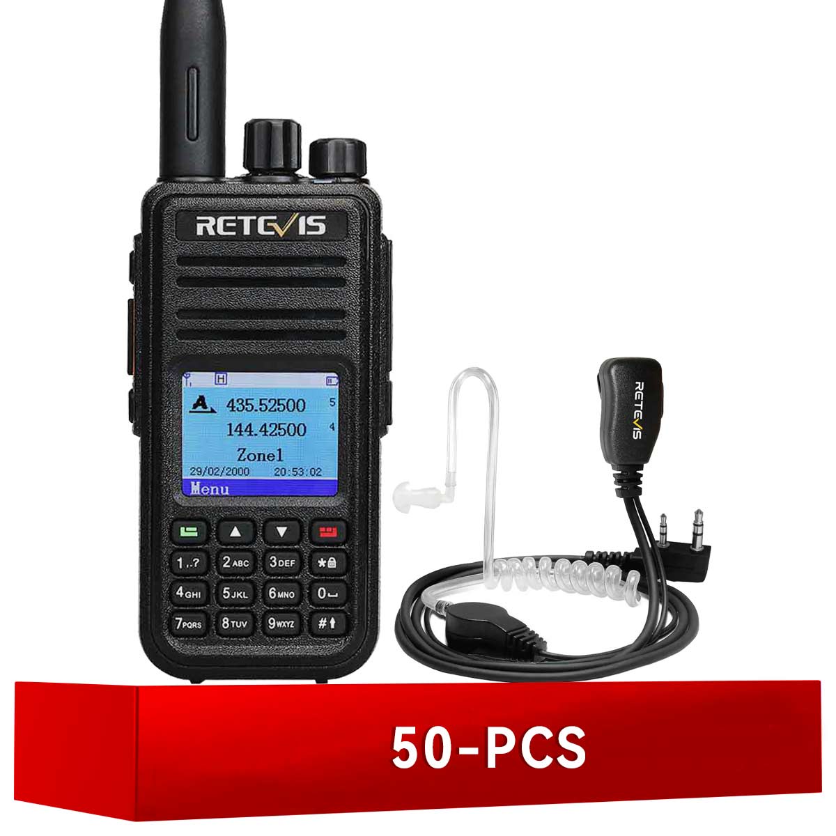 RT3S 5 Watt GPS FPP Dual Band DMR Radios  with Earpiece (50 PCS)