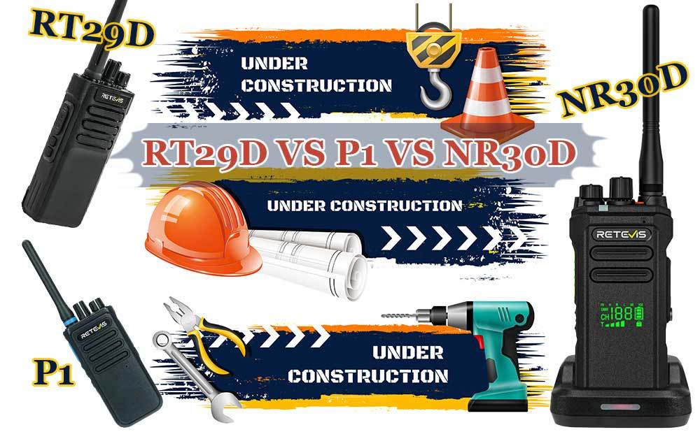 Compare Retevis P1, NR30D, RT29D Digital Walkie Talkies