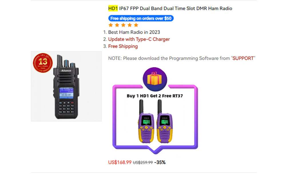 Big sale: HD1IP67 DMR radio