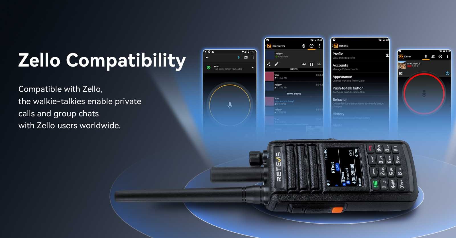 MateTalk L2 POC 4G walkie talkie featuring Zello compatibility for private calls and group chats.