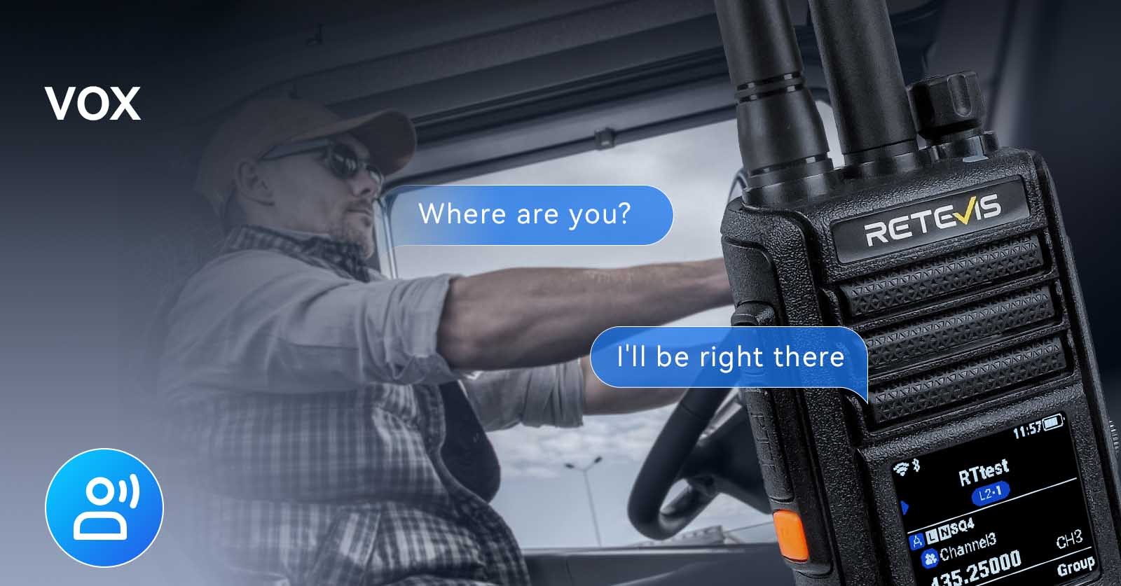 MateTalk L2 walkie talkie with VOX for convenient hands-free operation.