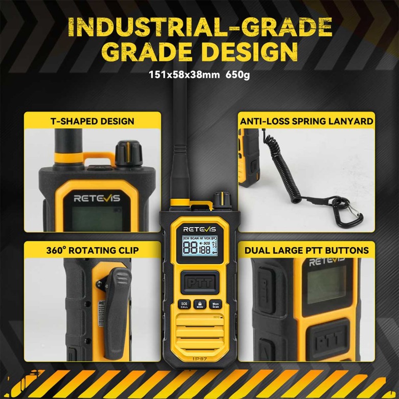 Retevis RB648 Pro UHF IP67 3-Proof Design Heavy Duty Two Way Radio