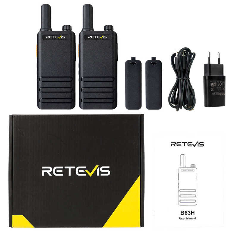 Retevis B63H PMR446 Radio | License-Free | Ultra Thin | Hidden Display | Long Battery Life | Type-C Charging
