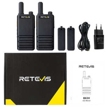 Retevis B63H PMR446 Radio | License-Free | Ultra Thin | Hidden Display | Long Battery Life | Type-C Charging