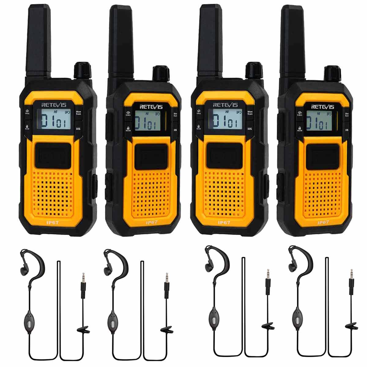 RB648 PMR446 Waterproof Heavy Duty Walkie Talkies with Headset
