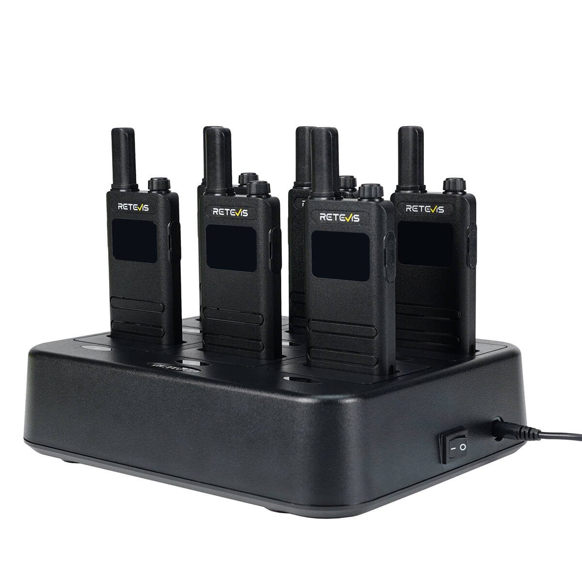 B63S Small PMR446 Portable Radio (6 PCS) + Earpieces + 6-Way Charger