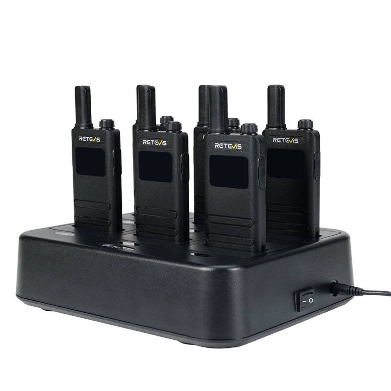 Retevis B63S PMR446 Radio 6 Packs with Earpieces and 6-Way Charger | License-Free | LCD Display | Type-C Charging | Long Battery Life | VOX