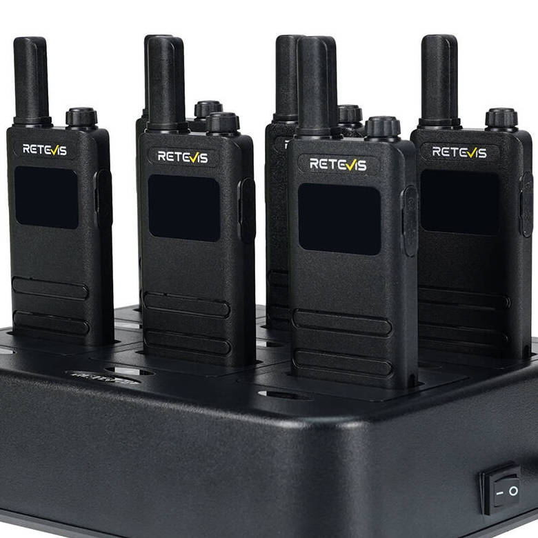 Retevis B63S PMR446 Radio 6 Packs with Earpieces and 6-Way Charger | License-Free | LCD Display | Type-C Charging | Long Battery Life | VOX