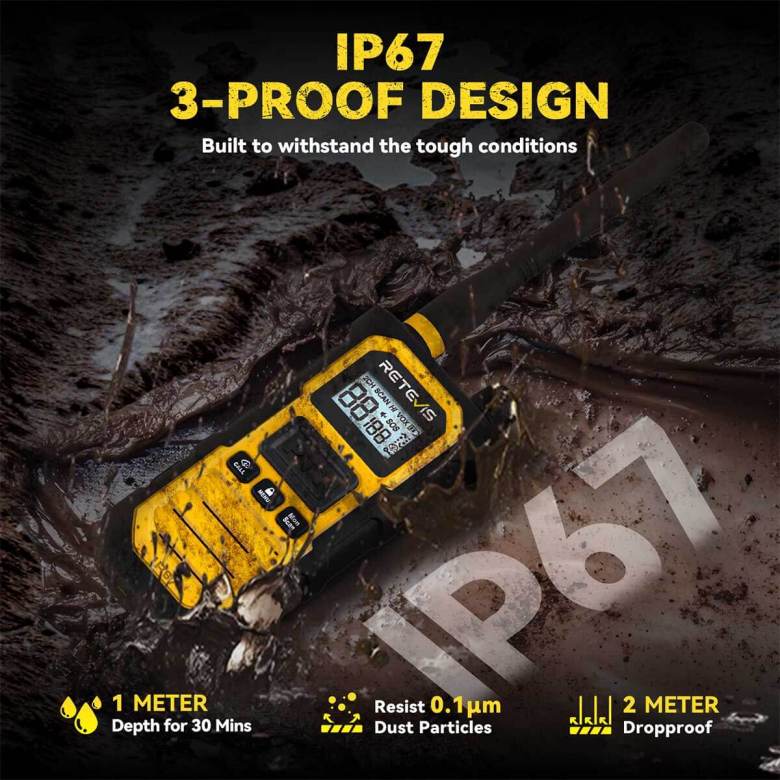 RB48 Pro 3-5Miles Heavy Duty Two Way Radio with Acoustic Tube Earpiece