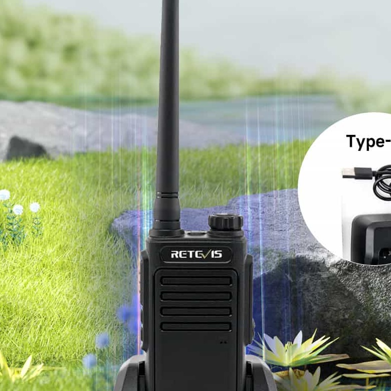 Retevis RT47 FRS Radio | License-Free | IP67 Waterproof | 1100mAh Battery | Long Antenna | VOX