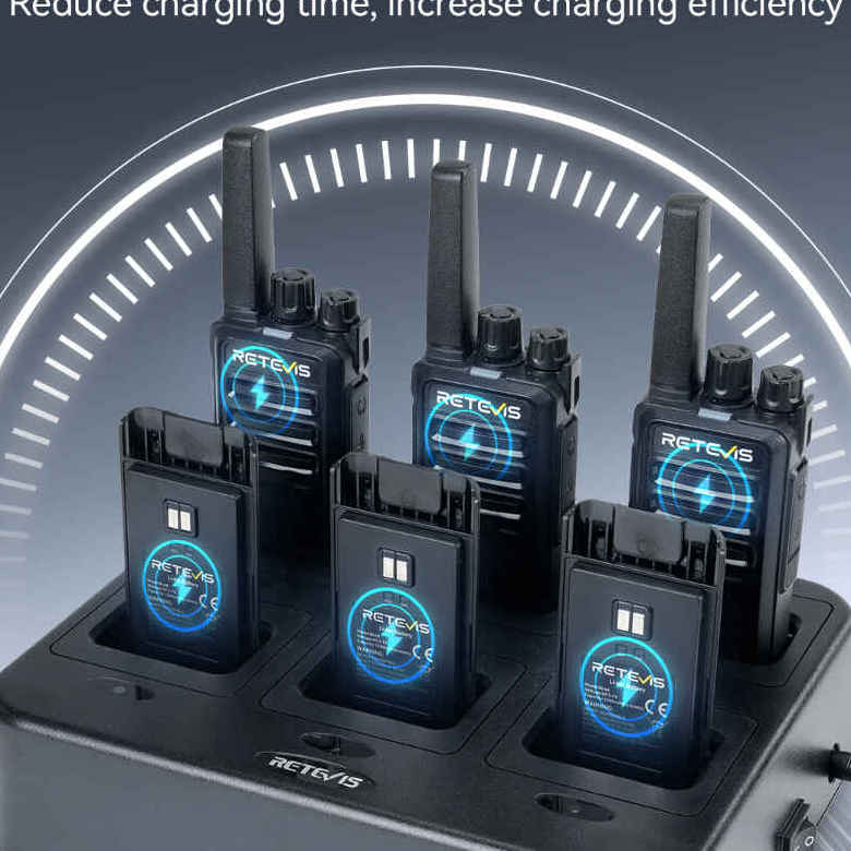 Retevis RT668H PMR446 Radio 6 Packs with 6-Way Charger | License-Free | Hidden Display | Rugged Design | Type-C Charging | Long Battery Life