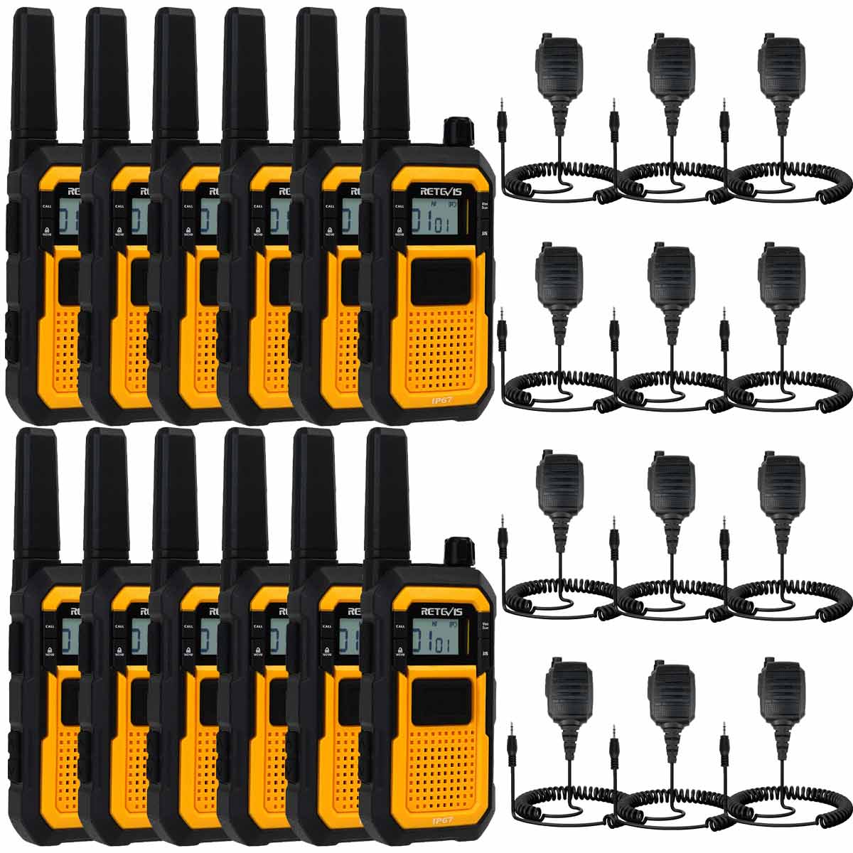 RB648 PMR446 IP67 Rugged Construction Site Two Way Radios with Speaker Mic 12pack