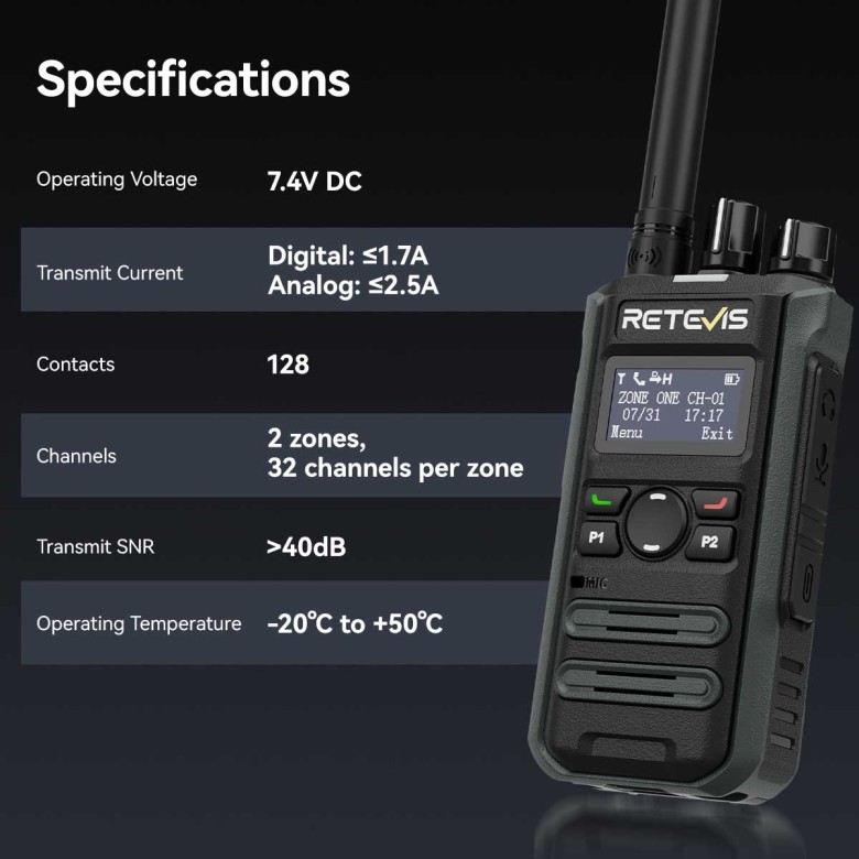 Retevis MateTalk P3 5W DMR Digital and Analog Two-way Radios