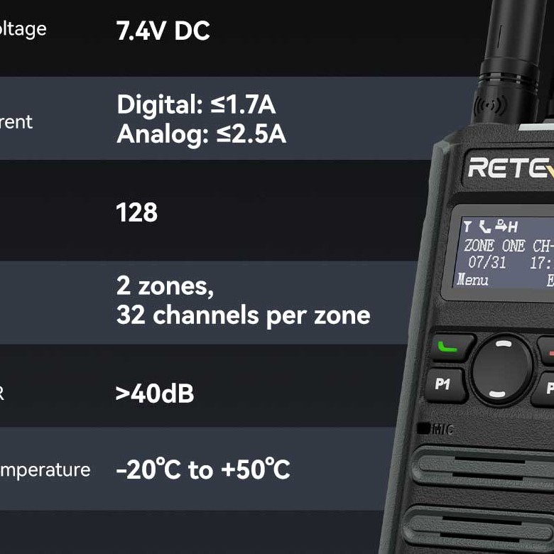 Retevis MateTalk P3 5W DMR Digital and Analog Two-way Radios