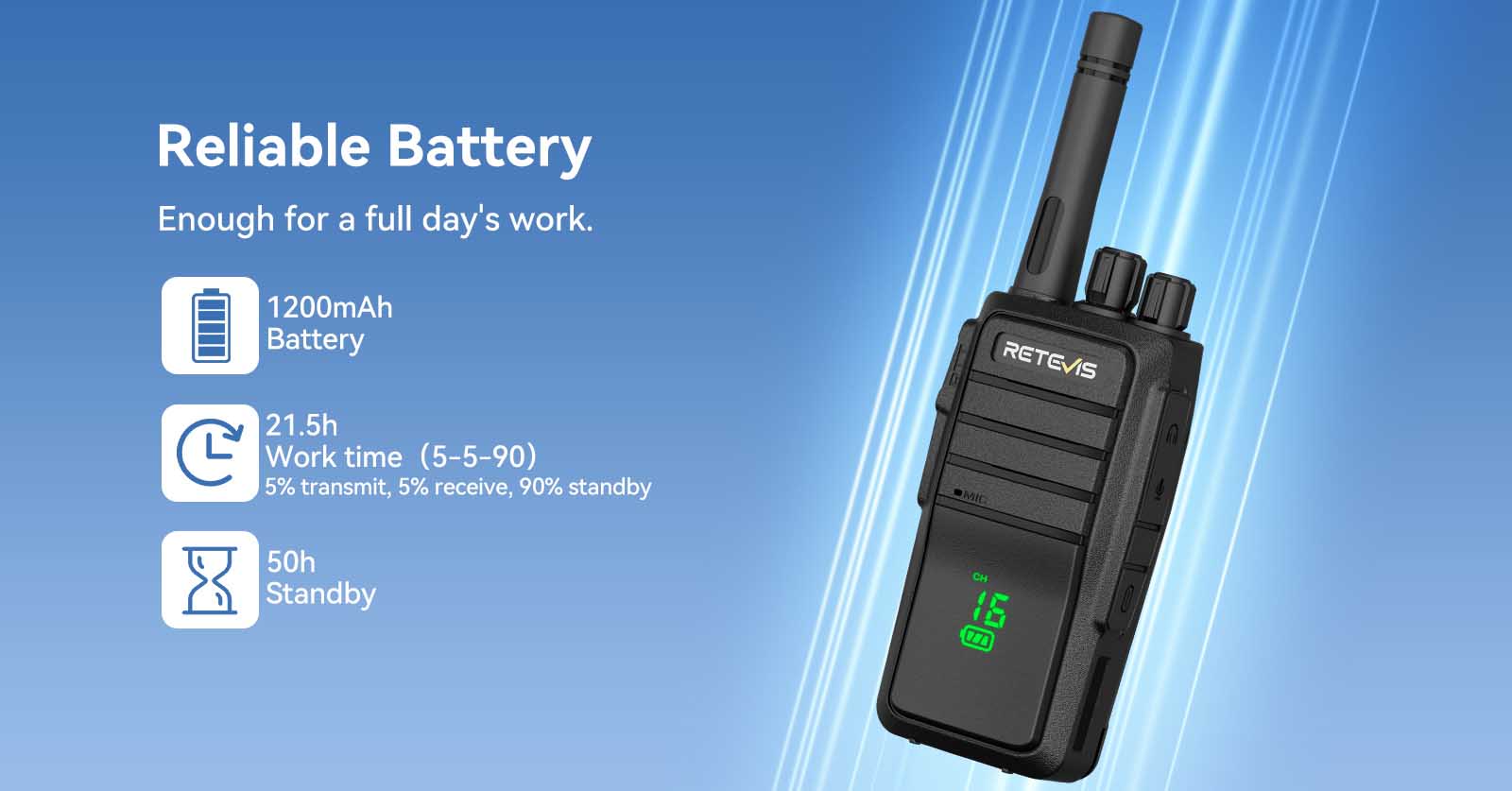 Retevis RT21H with long lasting battery life