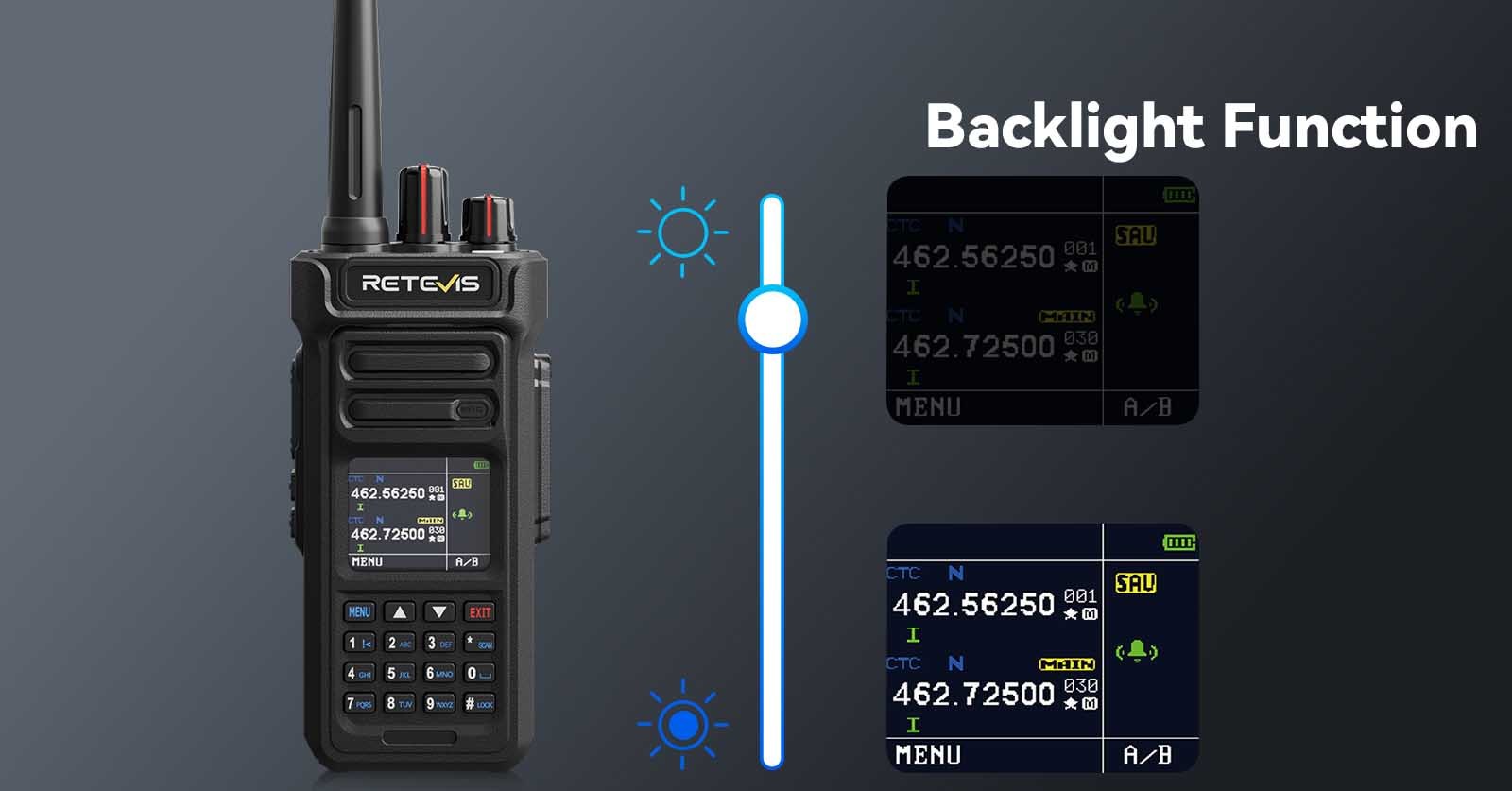 RT29S LCD radio with adjustable backlight for clear viewing in bright or low light