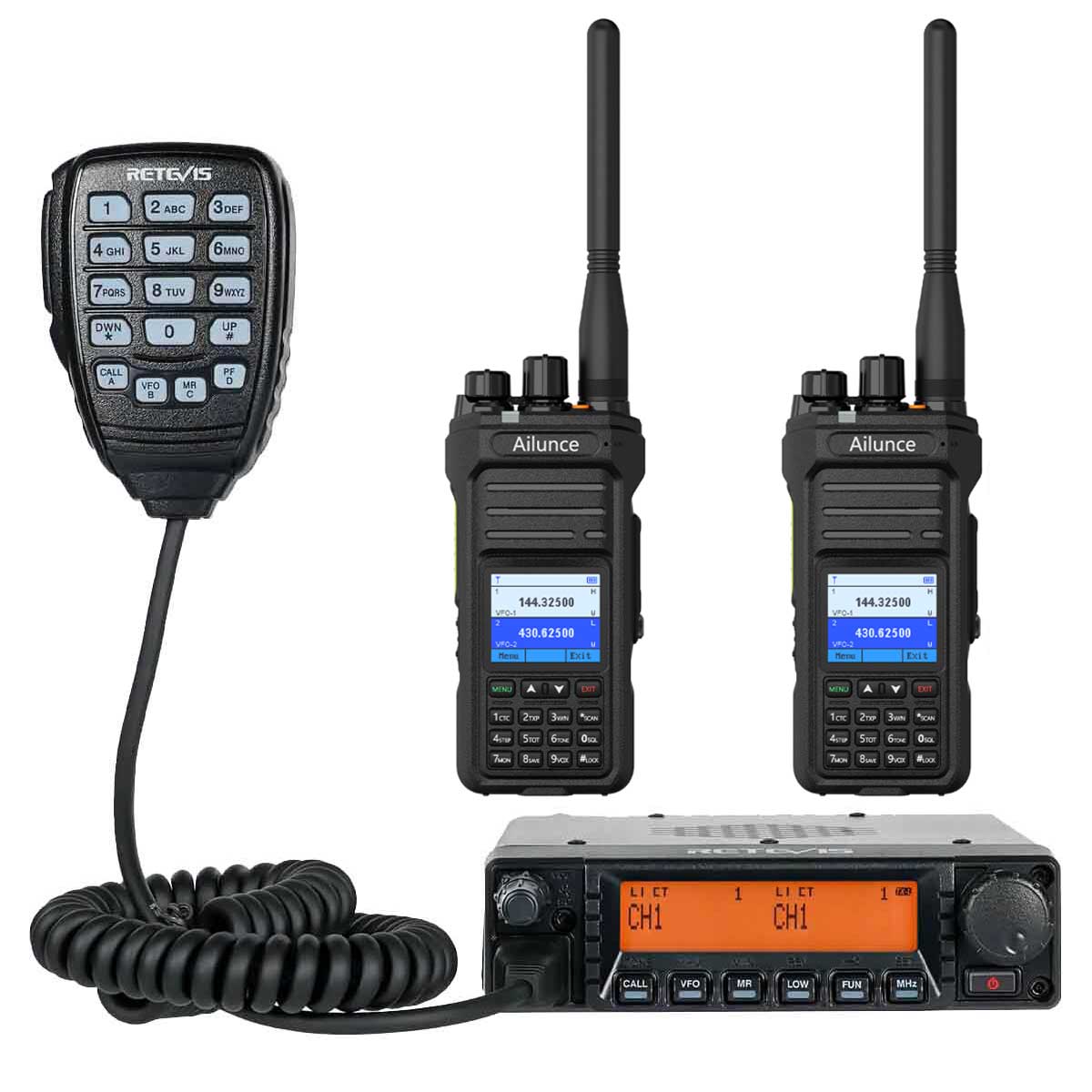 Retevis RA87 40W Mobile GMRS Radio with 2Pack Ailunce HA1G Handheld GMRS radio Bundle sale