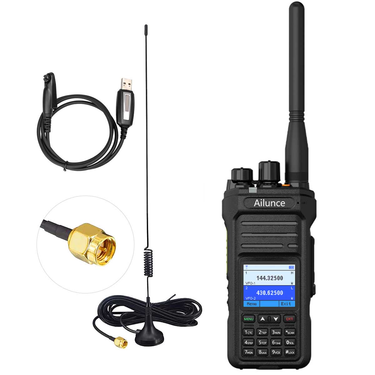 HA1G IP67 Waterproof GMRS Radio with Magnetic Base SMA Antenna