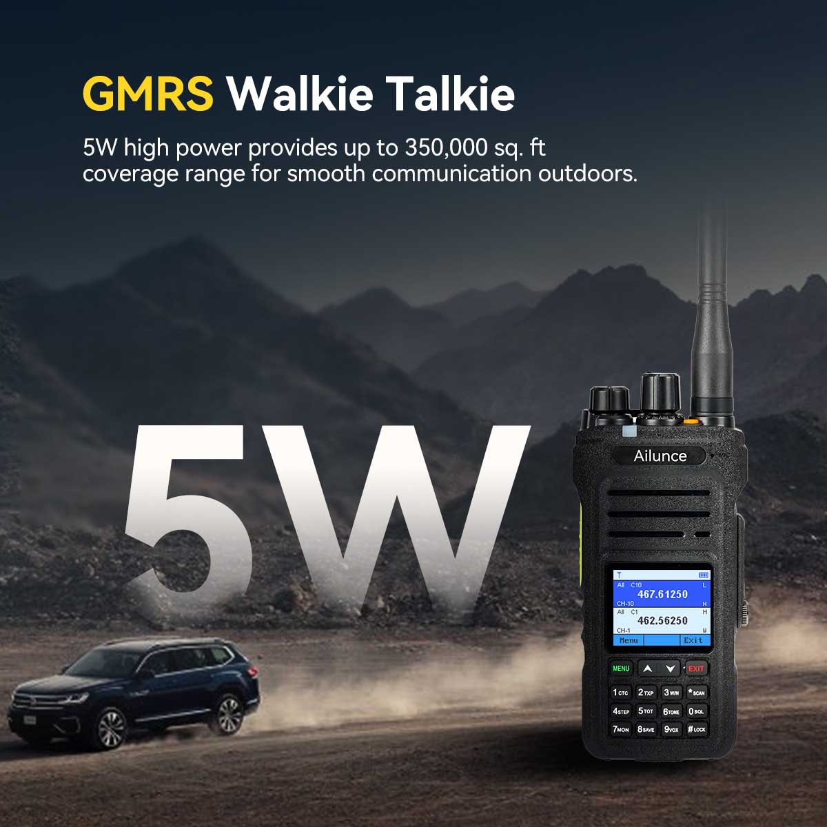 Retevis RT97S GMRS Repeater and 4Pack HA1G GMRS Radio with Mic Bundle