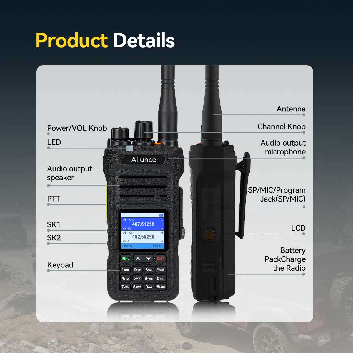 Retevis Ailunce HA1G Waterproof 250 Channels GMRS Radio-10Pack