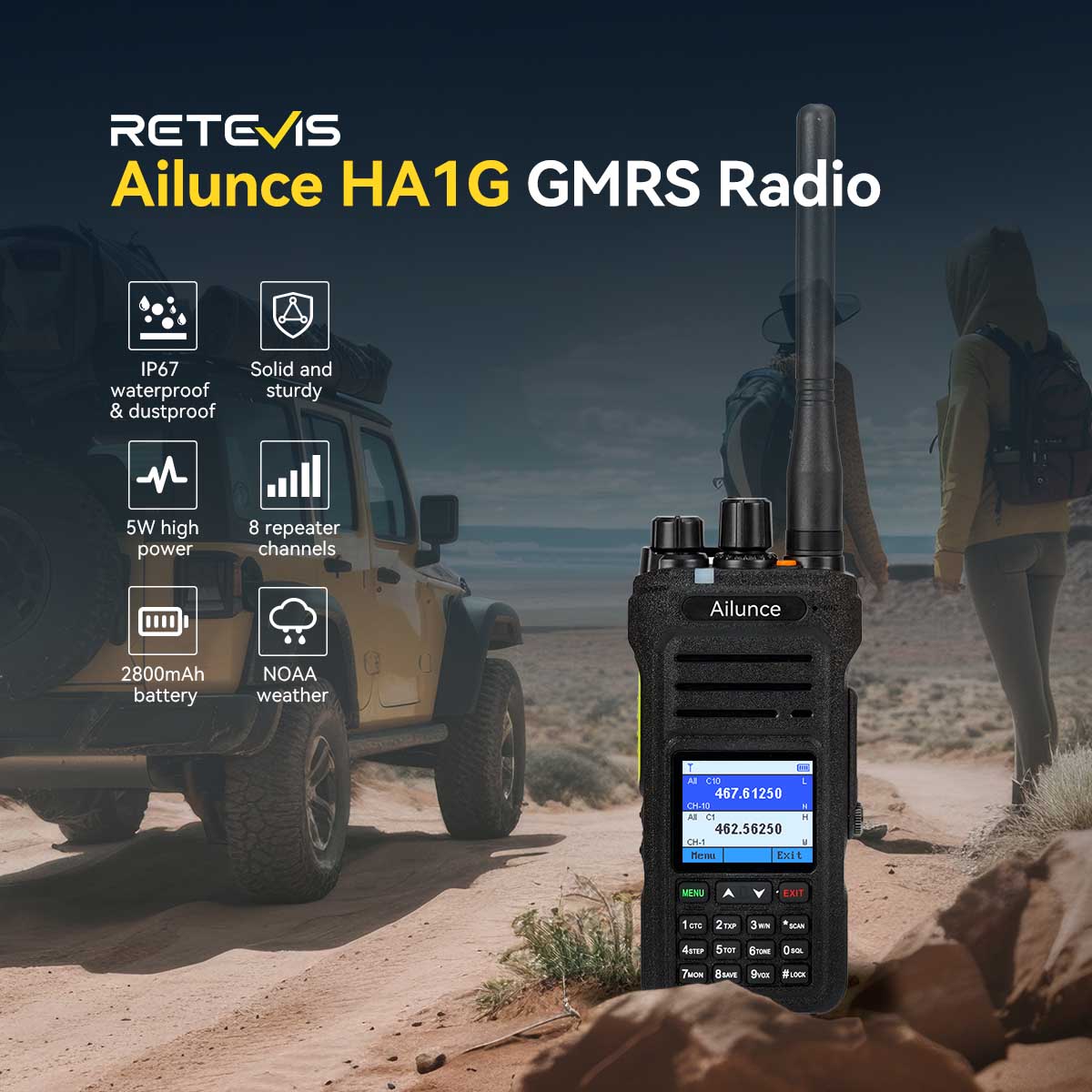 Ailunce HA1G Waterproof 250 Channels GMRS handheld Radio 6Pack